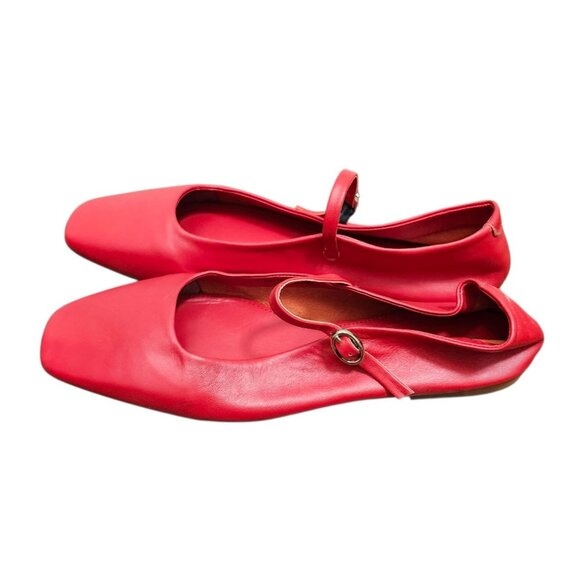 Zara Red Leather Ballet Flats Size EU 39/US 8.5 - Picture 8 of 12